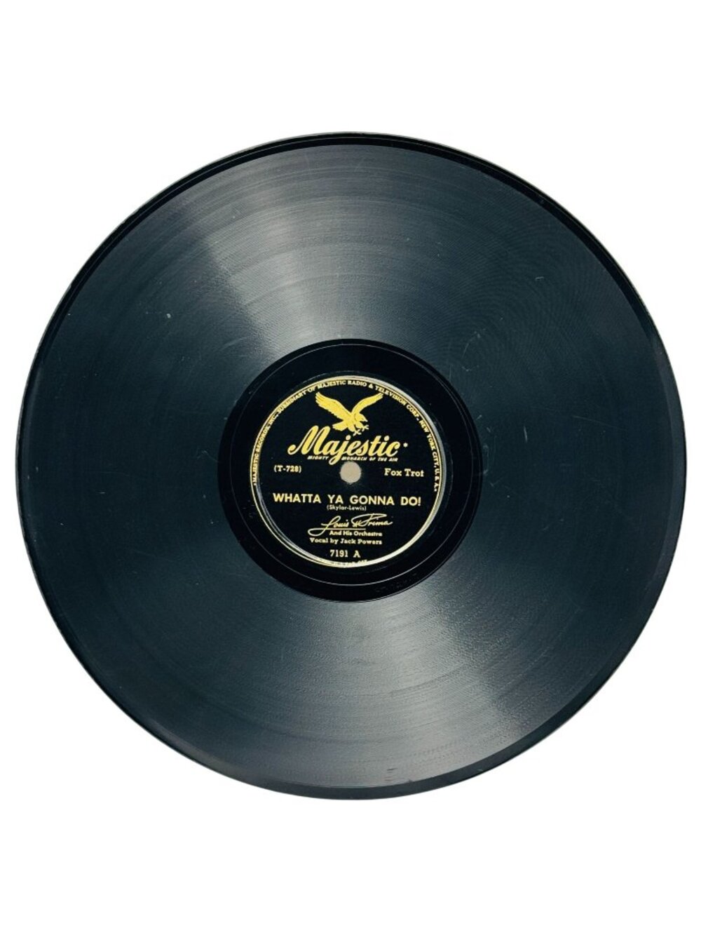Louis Prima Whatta Ya Gonna Do 10in Shellac 78 RPM Records Majestic 7191 Vintage